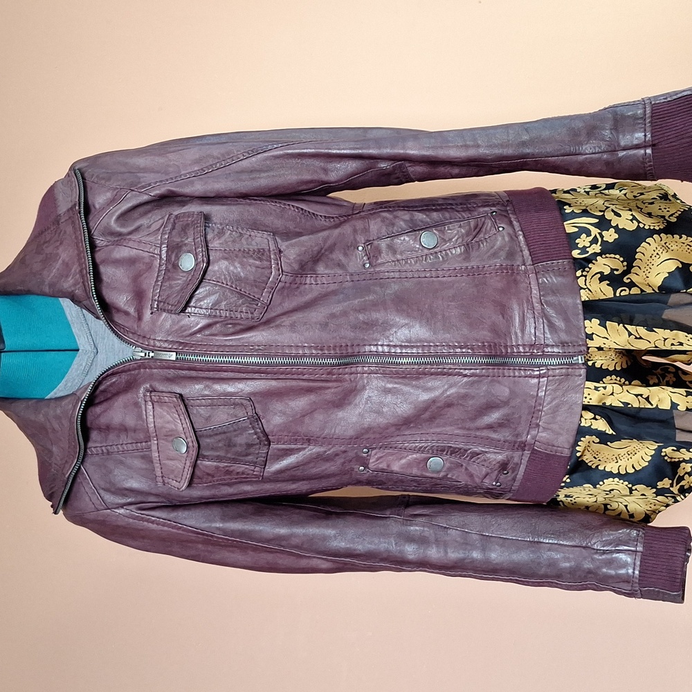 Authentic leather Bershka bomber jacket